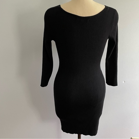 Almost Famous Ribbed Cut-Out Long Sleeve Dress- Black- Size Large - Picture 6 of 7